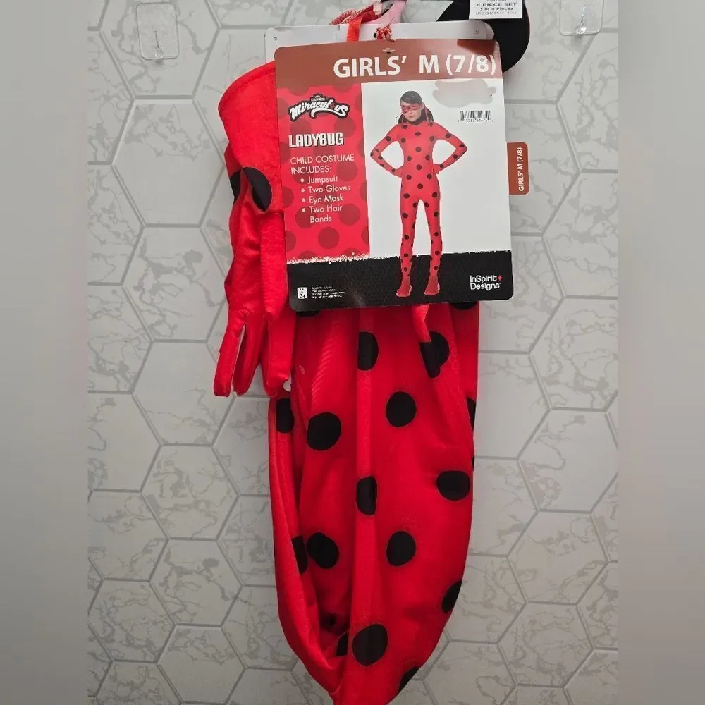 Red and Black Superhero Costume with Polka Dots and Full Body Design
